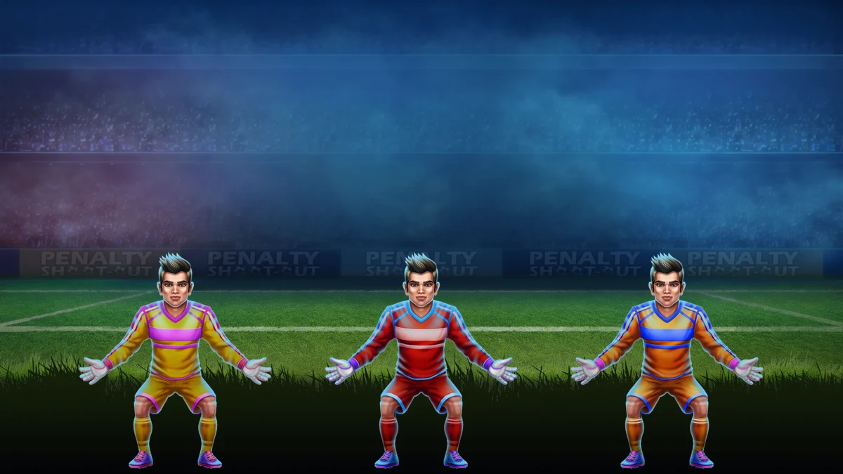 Tres porteros de la familia Penalty Shoot-Out alineados sobre el cesped